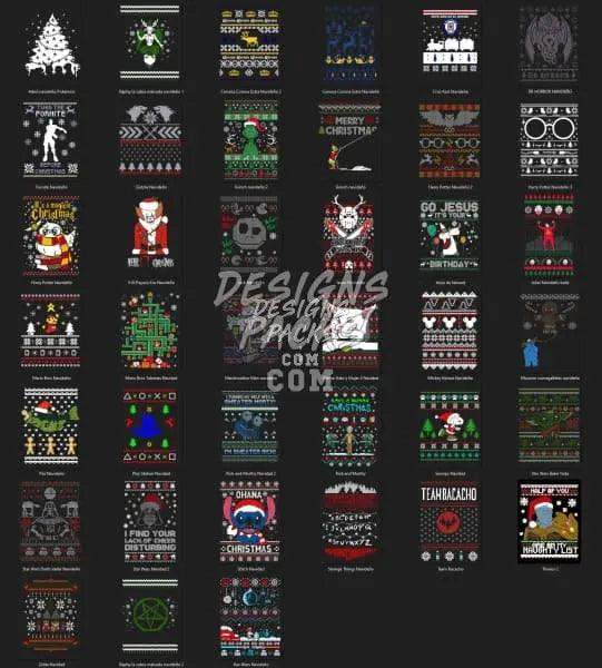Ugly Christmas sweater designs bundle, print-ready PNG/SVG for DTF/DTG, embroidery, tumbler wraps