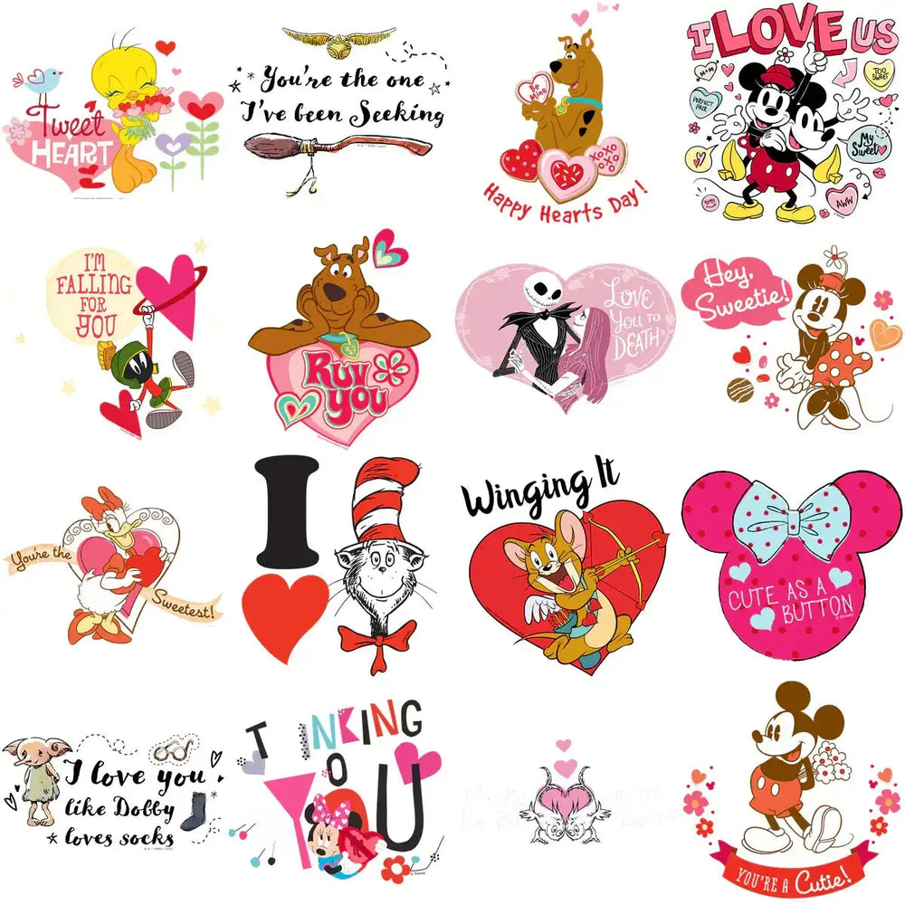 81 Mixed Cartoons Valentine Day Designs Bundle PNG