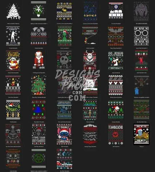 81 Ugly Christmas Designs Bundle PNG