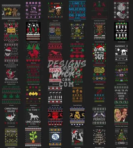 81 Ugly Christmas Designs Bundle PNG
