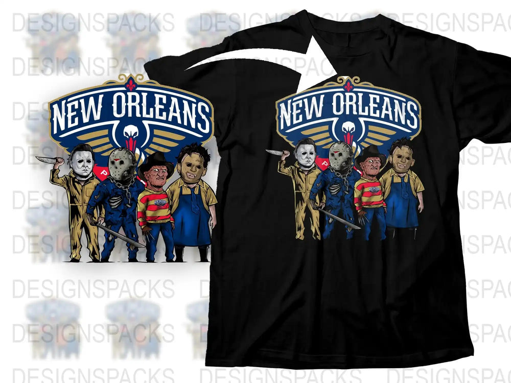 New Orleans Themed Superhero and Villain T-Shirt, Unique Graphic Tee, Fun Party Outfit