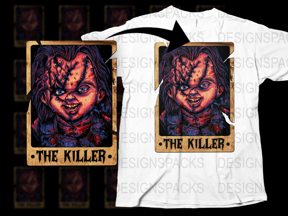Horror Movie Inspired 'The Killer' Graphic Tee, Scary Character Shirt, Unique Halloween Zombie Apparel