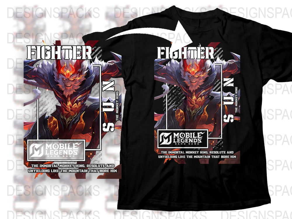 Mobile Legends Fighter T-Shirt, Immortal Monkey King Design, Gaming Apparel, Unisex Graphic Tee