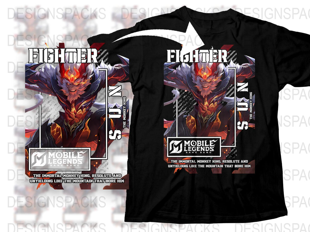 Mobile Legends Fighter T-Shirt, Immortal Monkey King Design, Gaming Apparel, Unisex Graphic Tee