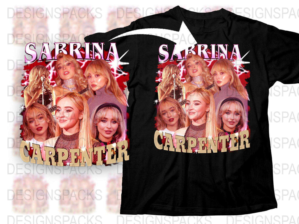 Sabrina Carpenter Graphic T-Shirt, Pop Star Photo Collage Tee, Trendy Music Artist Merch, Star Design Top