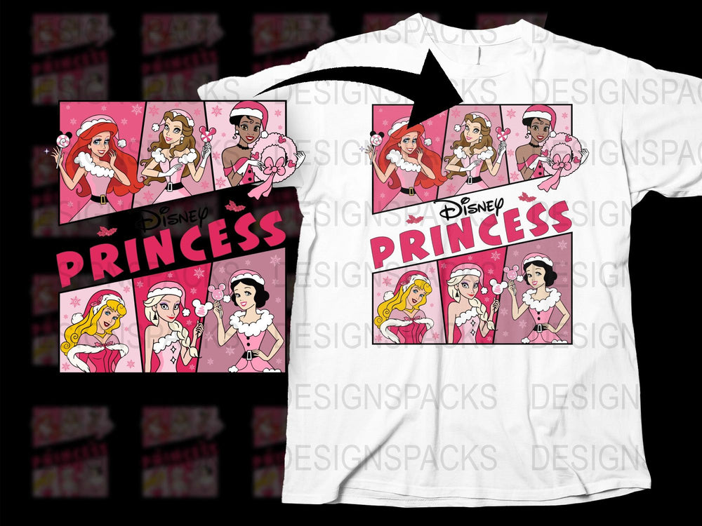 Disney Princess Graphic T-Shirt, Cartoon Character Tee, Girls Pink and White Shirt, Fashion Apparel for Kids