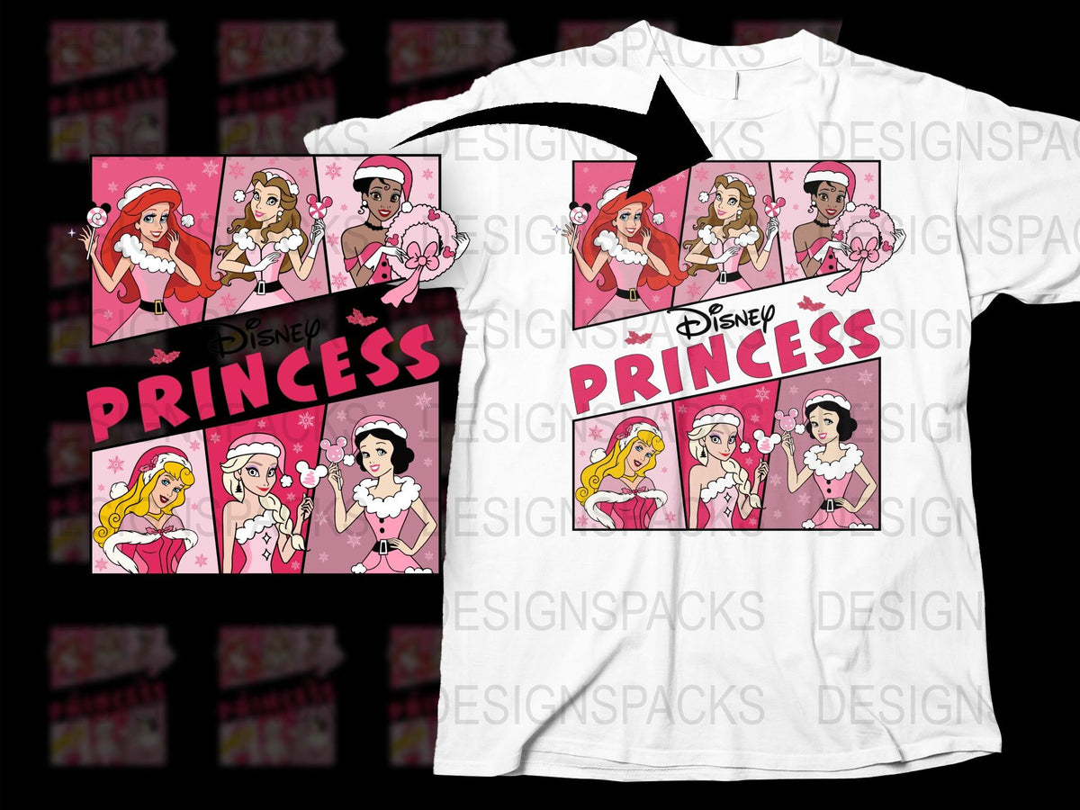 Disney Princess Graphic T-Shirt, Cartoon Character Tee, Girls Pink and White Shirt, Fashion Apparel for Kids