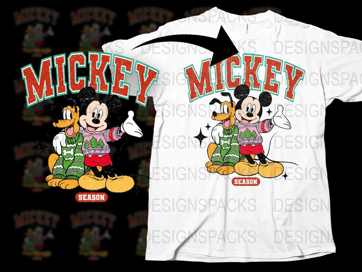 Mickey Mouse Christmas T-Shirt, Holiday Season Graphic Tee, Disney Character Festive Apparel for Adults and Kids