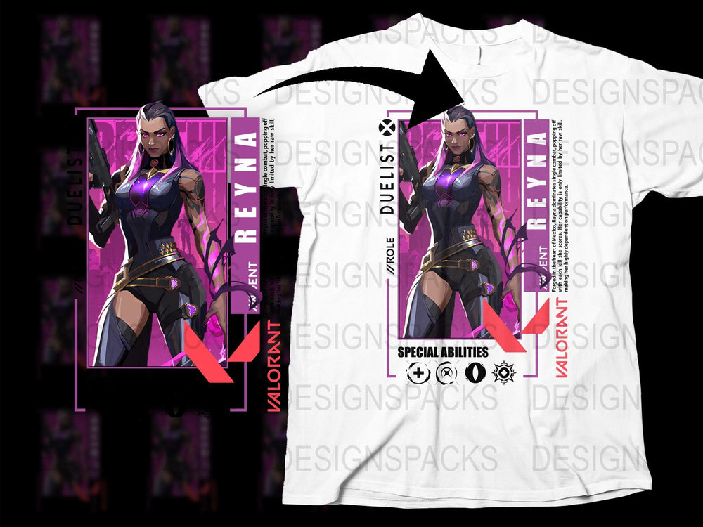 Valorant Reyna T-Shirt, Gamer Graphic Tee, Purple Aesthetic, Unisex Video Game Apparel