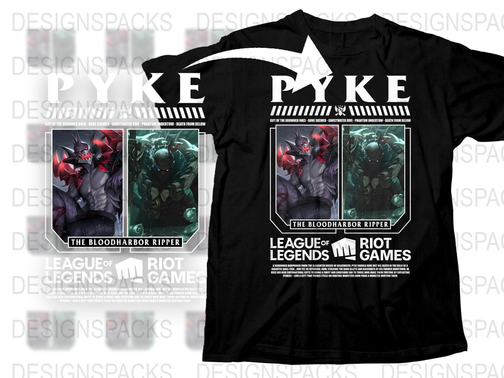 League of Legends Pyke T-Shirt, Bloodharbor Ripper Graphic Tee, Riot Games Merchandise