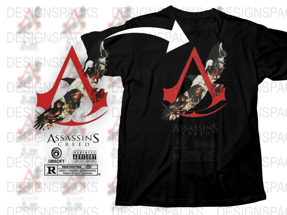 Assassin's Creed T-Shirt, Unisex Gaming Tee, Black Cotton Shirt, Ubisoft Merchandise, Fan Apparel