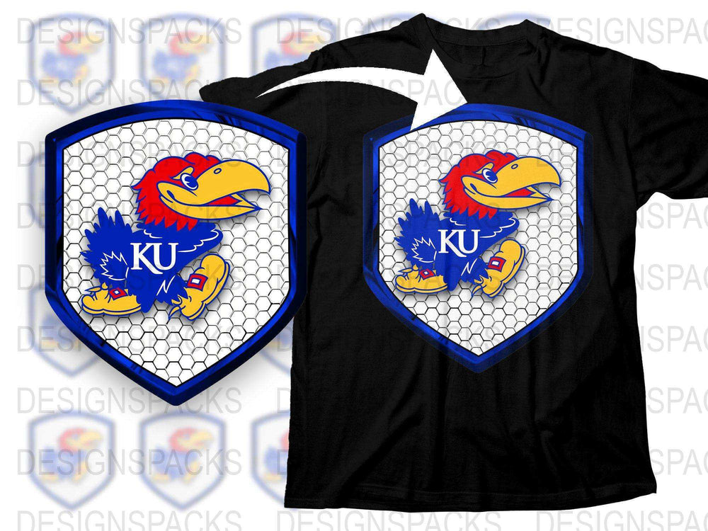 Kansas University KU Jayhawks T-Shirt, Blue and Red Mascot Graphic Tee, Sports Fan Apparel, College Team Spirit Wear, Unisex Clothing