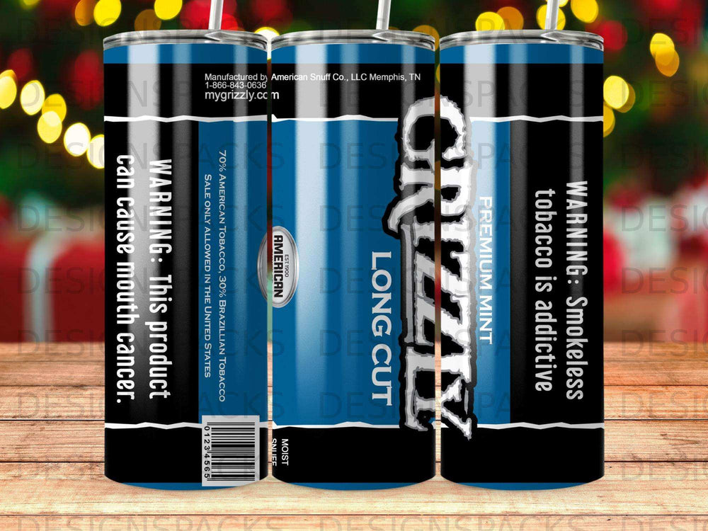 Grizzly Long Cut Premium Mint moist smokeless tobacco can.