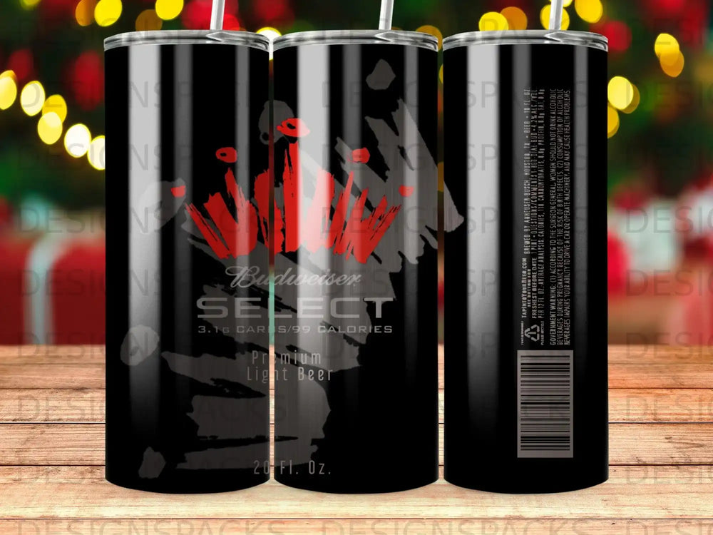 Budweiser Select light beer 20 fl oz tumbler with red crown logo.