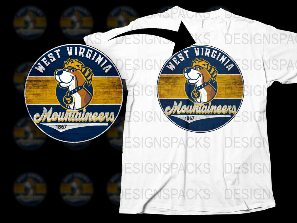 West Virginia Mountaineers T-Shirt, Vintage College Team Logo, Sports Fan Apparel, Unisex Graphic Tee