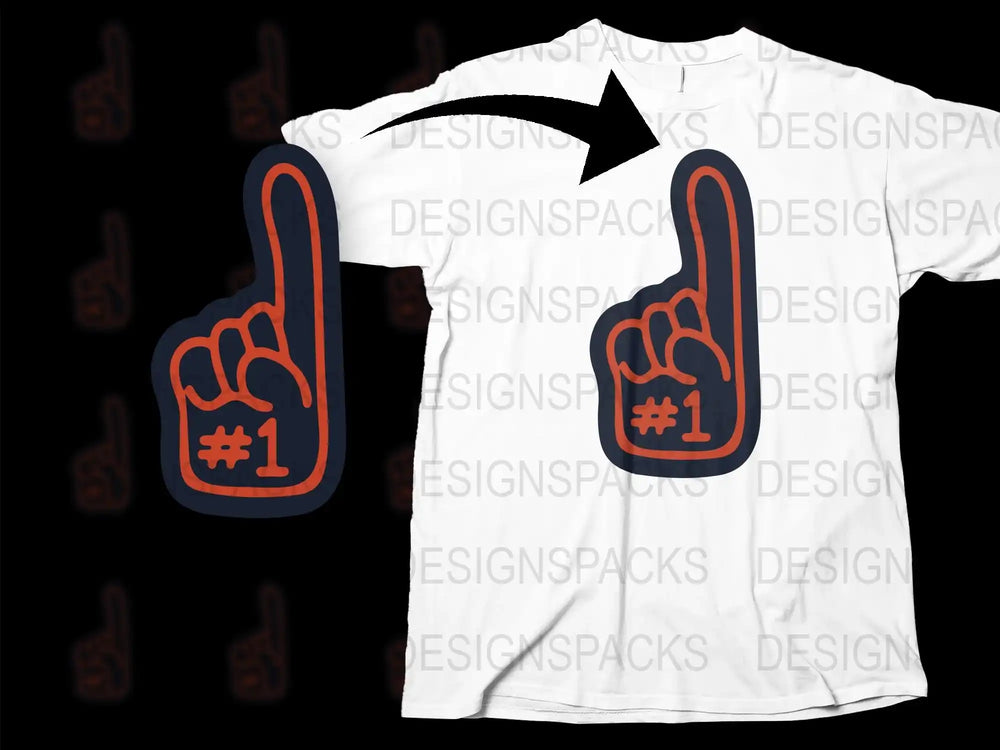 Number One Foam Finger Graphic T-Shirt, Sports Fan Team Support Tee, Unisex White Casual Shirt