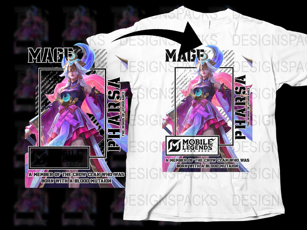 Mobile Legends T-Shirt, Pharsa Graphic Tee, Gaming Merch, Fantasy Hero Design, Bold Colors, Unisex Apparel
