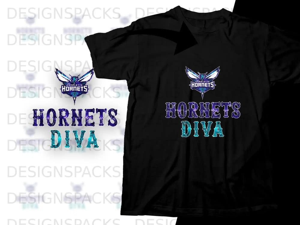 Charlotte Hornets "Diva" graphic tee with team logo.