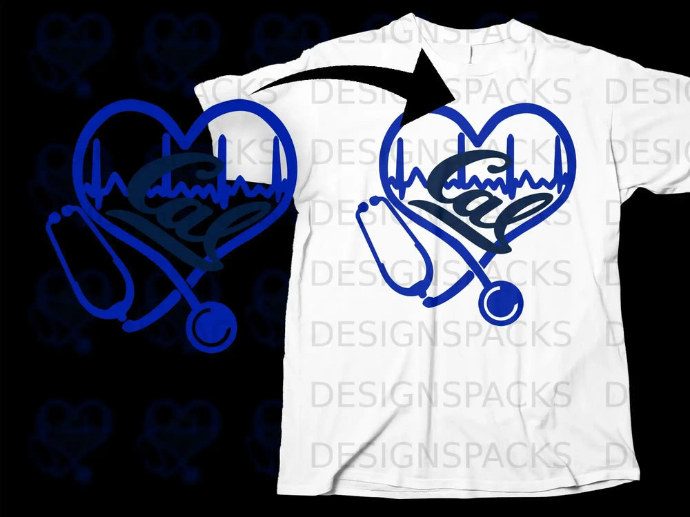 Stethoscope Heartbeat Cal T-shirt for Healthcare Pros