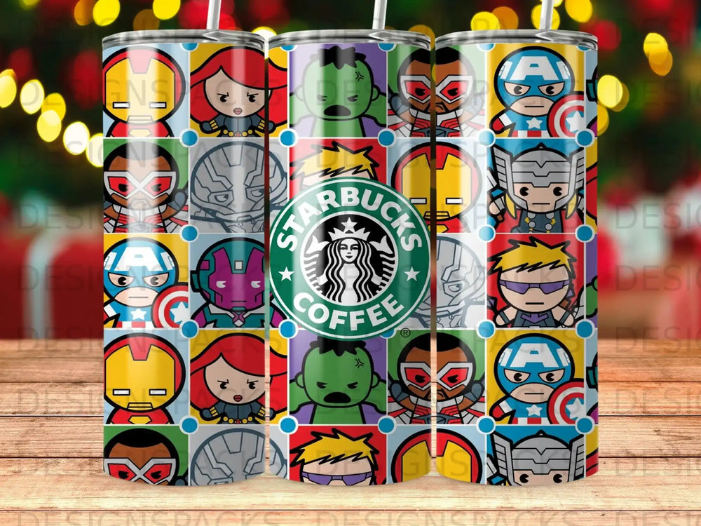Starbucks Coffee Avengers Chibi Character Collage product type