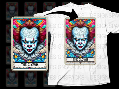 Colorful Clown Graphic T-Shirt, Vintage Circus Style Tee, Unisex Horror Clown Shirt, Unique Retro Design Top