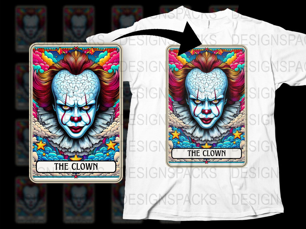 Colorful Clown Graphic T-Shirt, Vintage Circus Style Tee, Unisex Horror Clown Shirt, Unique Retro Design Top