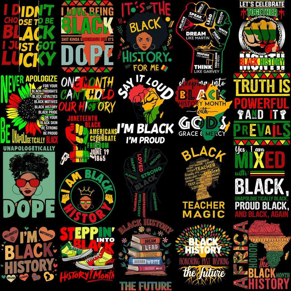 82 Black History Month Black Designs Bundle PNG