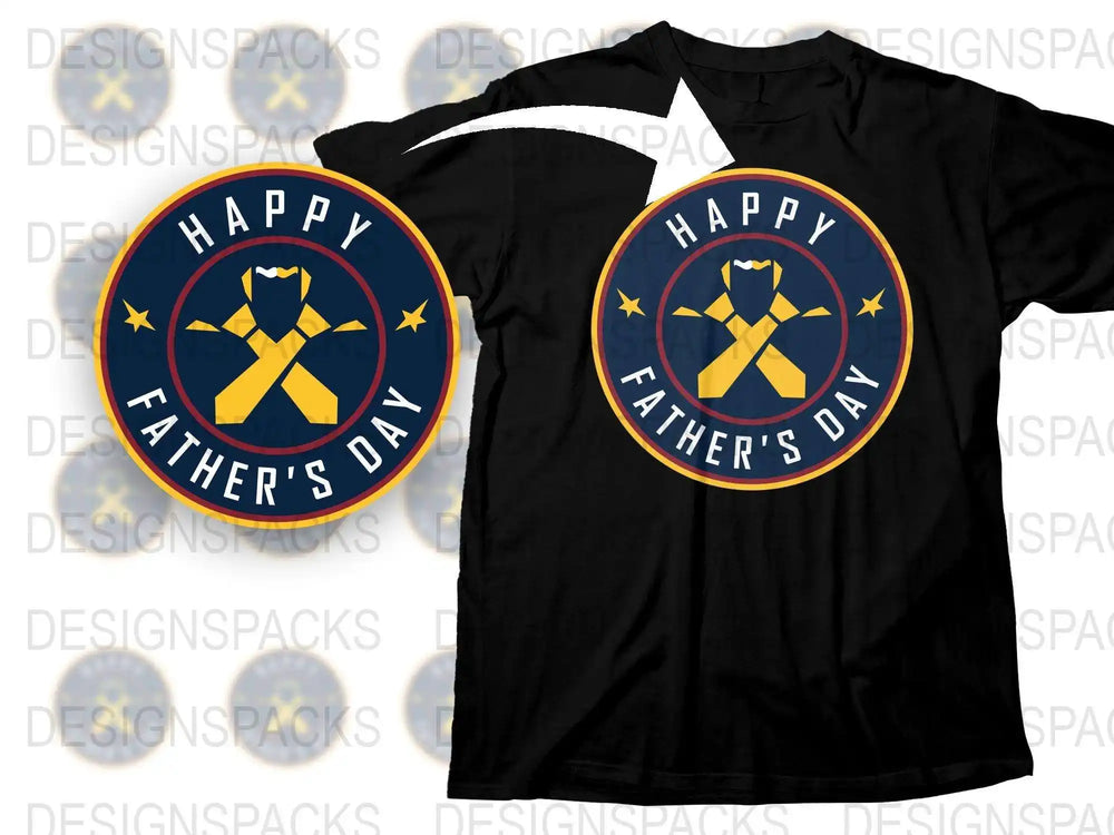 Happy Father's Day T-Shirt, Navy Gold Ribbon Design, Gift for Dad, Men's Tee, Special Occasion Wear, Unique Father's Day Gift