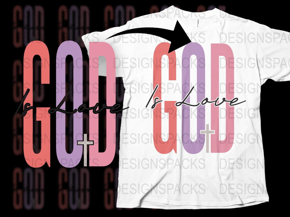 Christian T-Shirt God is Love Colorful Graphic Tee Faith Based Apparel Unisex Sizes