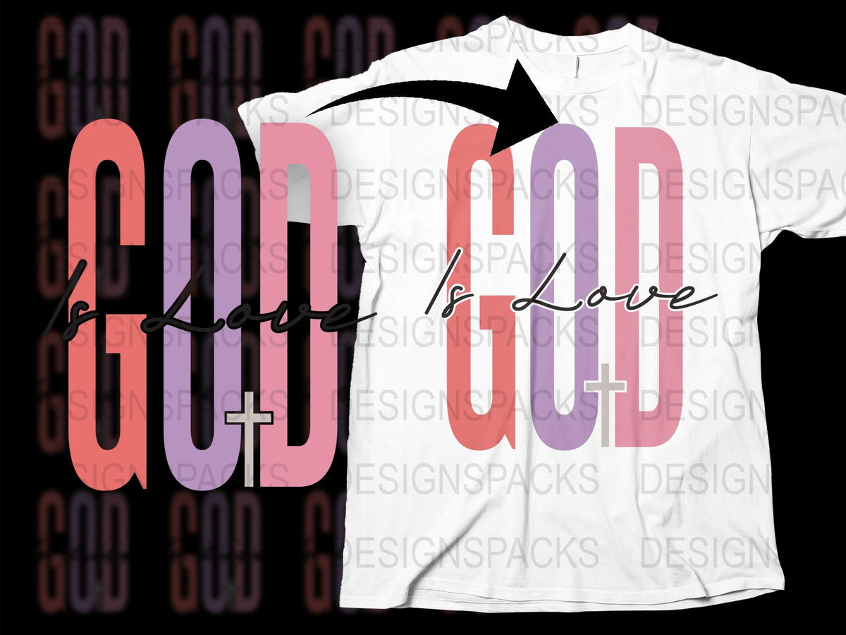 Christian T-Shirt God is Love Colorful Graphic Tee Faith Based Apparel Unisex Sizes