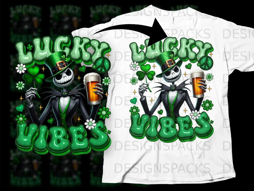 Lucky Vibes Green Skeleton Shamrock St Patrick's Beer product type