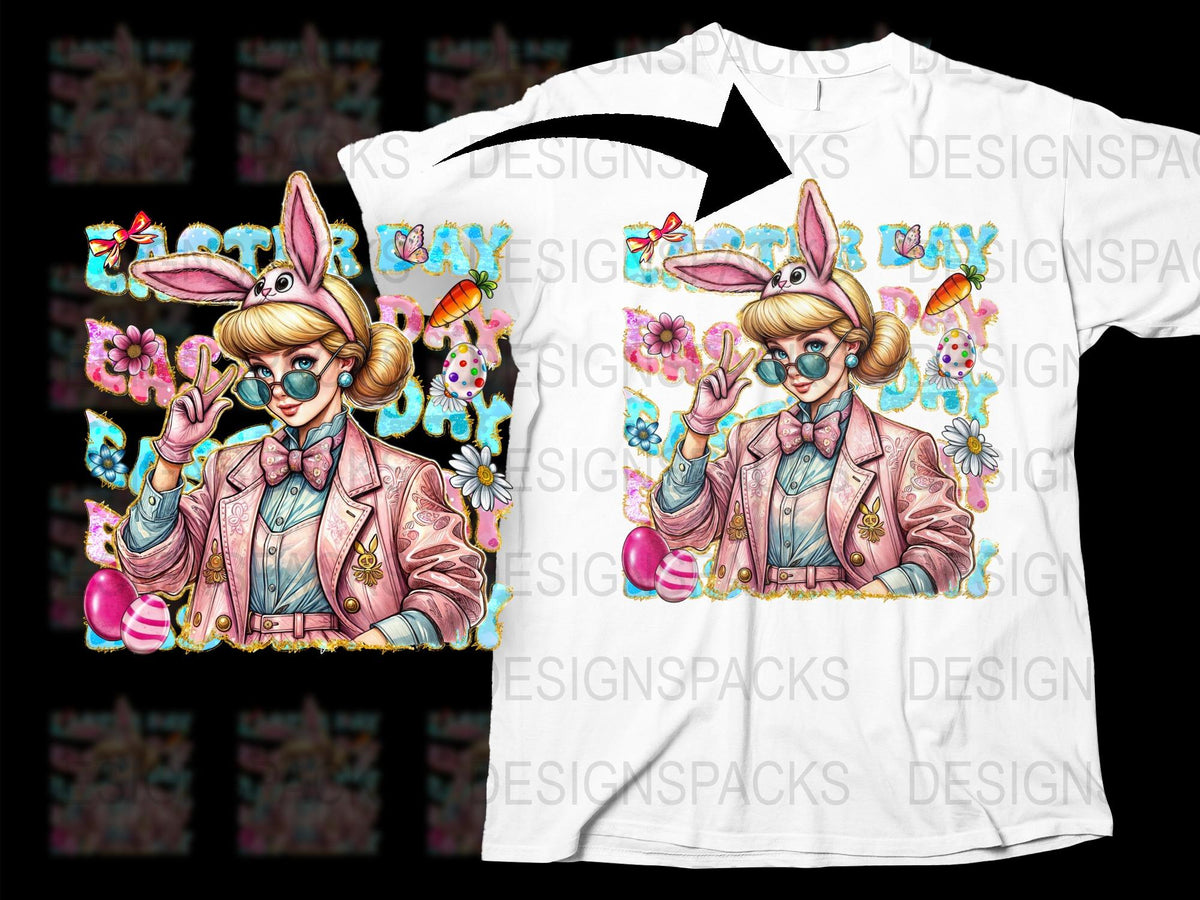 Vintage Rabbit Girl T-Shirt, Quirky Easter Bunny Graphic Tee, Colorful Spring Outfit, Unique Festival Clothing