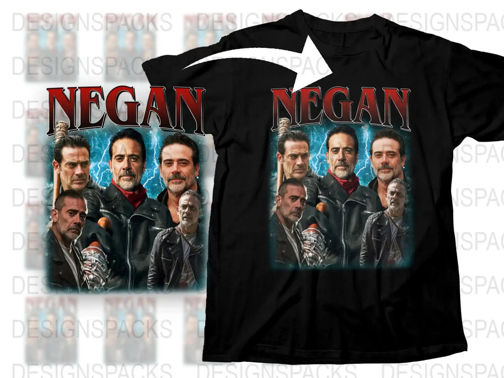 Negan Graphic T-Shirt, TV Show Character Printed Tee, Men’s Black Cotton Shirt, Fan Merchandise Clothing