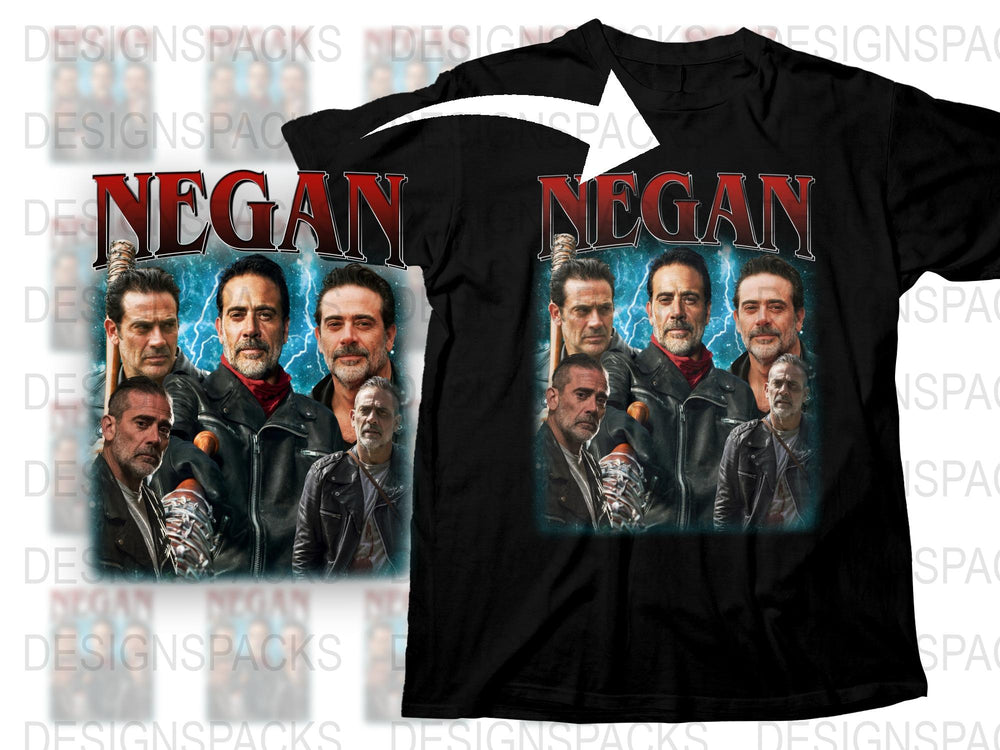 Negan Graphic T-Shirt, TV Show Character Printed Tee, Men’s Black Cotton Shirt, Fan Merchandise Clothing