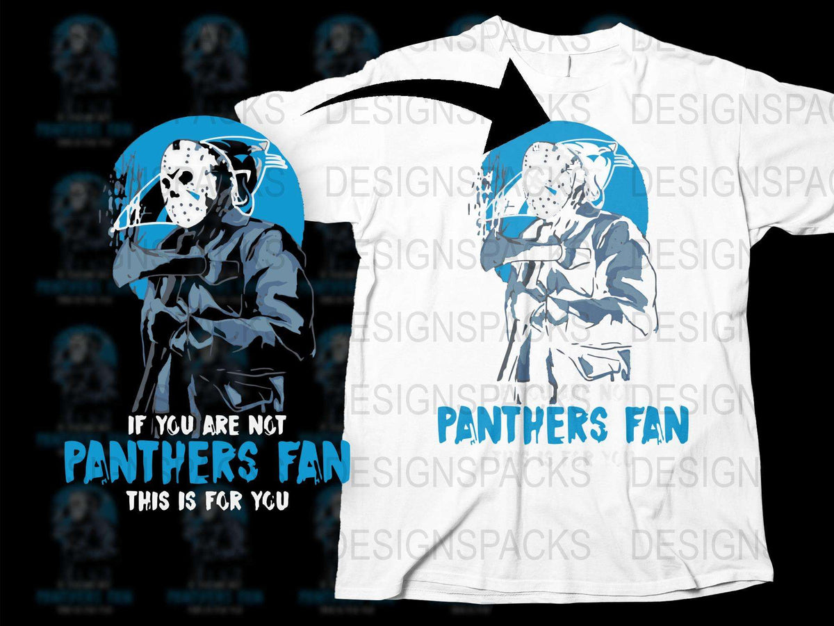 Panthers Fan Horror Hockey Mask Graphic T-Shirt, Friday 13th Inspired Tee, Unique Sports Fan Gift, Cool Movie Theme Apparel