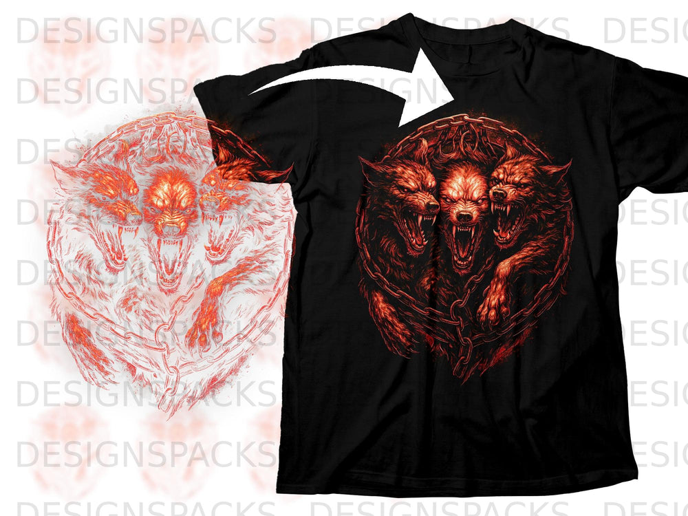 Chained Cerberus Digital Art Halftone Png Digital Download