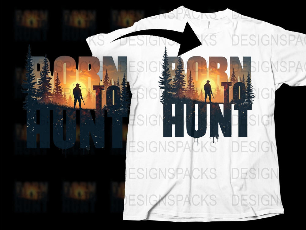 Born to Hunt Graphic T-Shirt, Outdoor Hunting Scene, Nature Wildlife Tee, Gift for Hunters