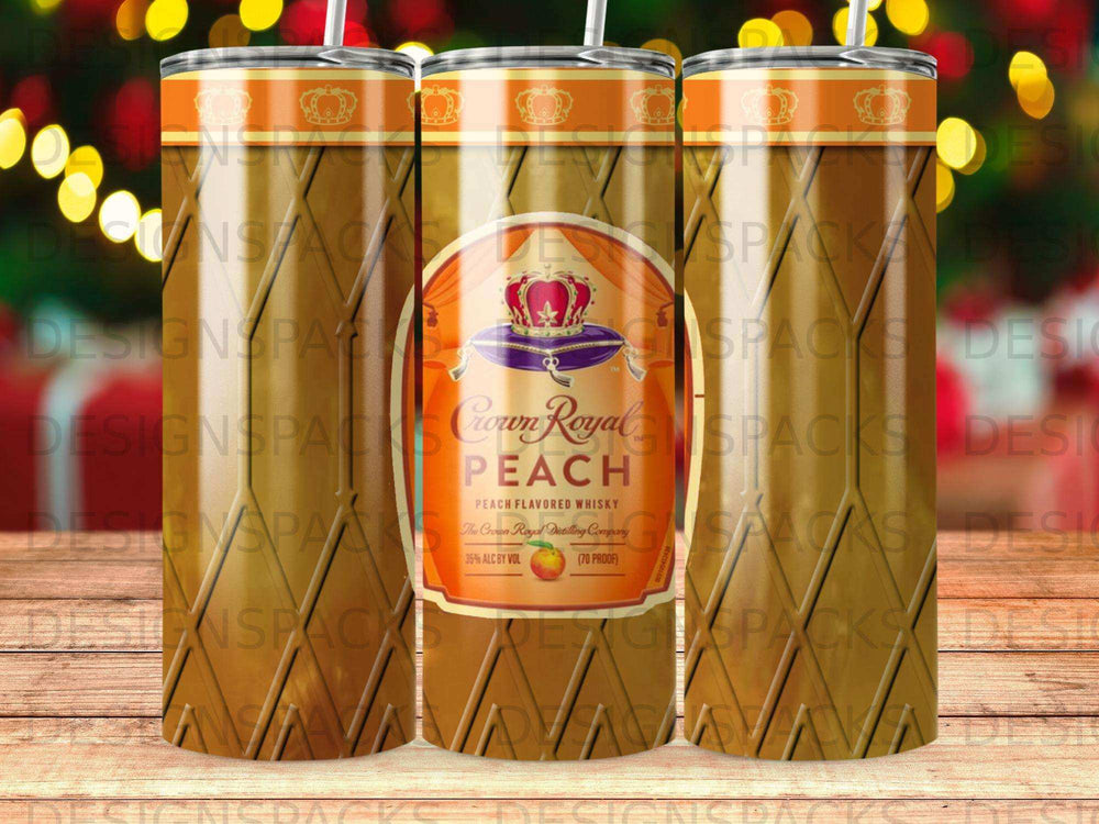 Crown Royal Peach whisky bottle label with 35% ALC BY VOL.