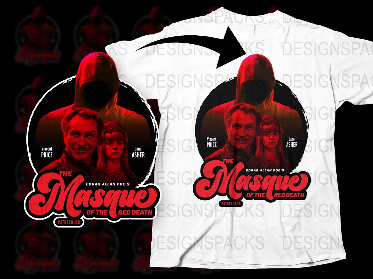 Edgar Allan Poe's Masque of the Red Death Graphic T-Shirt, Vintage Horror Movie Design Tee