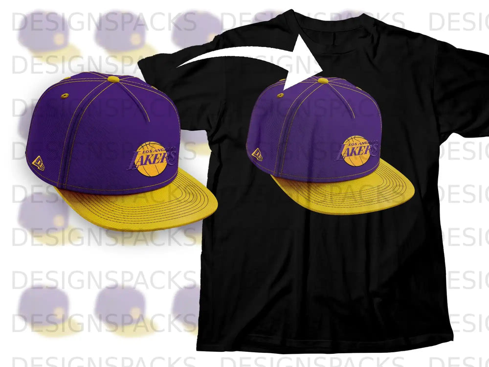 Los Angeles Lakers Hat Graphic on Black T-Shirt