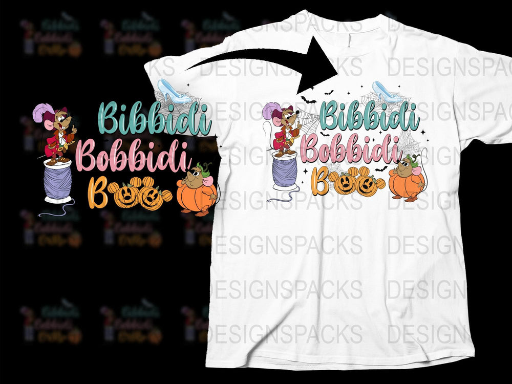 Kids Halloween T-Shirt, Bibbidi Bobbidi Boo Graphic Tee, Cute Witch and Pumpkin Design, Fall Celebration Shirt for Children