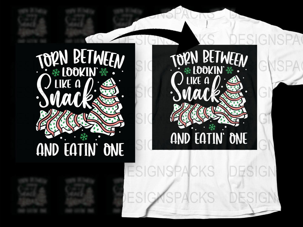Funny Christmas T-Shirt, Torn Between Lookin' Like a Snack and Eatin' One, Holiday Tee, Festive Snack Lover Shirt, Unisex Graphic Top