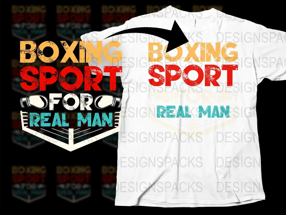 Men's Boxing Sport T-Shirt, Real Man Motivational Quote, Athletic Casual Wear, Fitness Apparel, Gift for Boxers