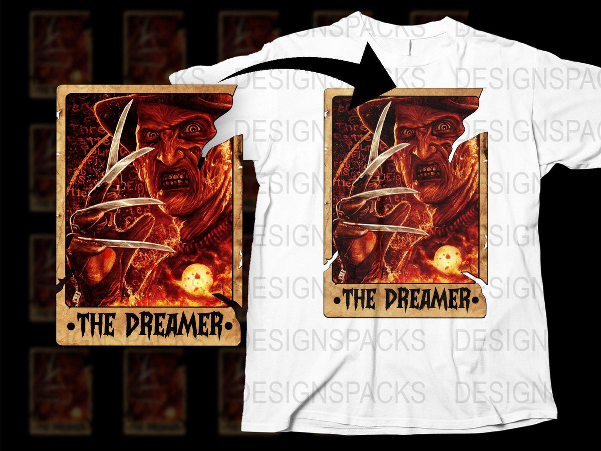 The Dreamer Fantasy Horror Graphic T-Shirt, Vintage Style Artistic Tee, Unique Illustration Apparel, Gift for Fantasy Lovers