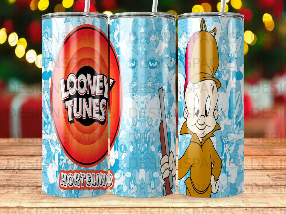 Looney Tunes character, Elmer Fudd, holding a rifle on a blue background.