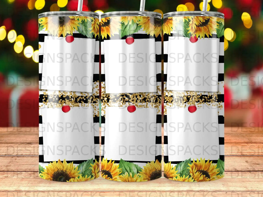 Sunflower black stripe gold glitter tumbler product type