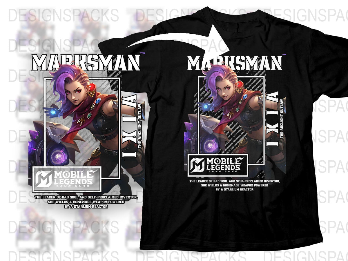 Mobile Legends Marisyan Hero Graphic T-Shirt, Unisex Gaming Tee, Trendy Casual Cosplay Shirt, Gamer Gift Ideas