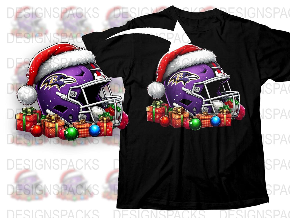 Baltimore Football Team Christmas Helmet T-Shirt, Festive Holiday Sports Apparel, Unisex Graphic Tee