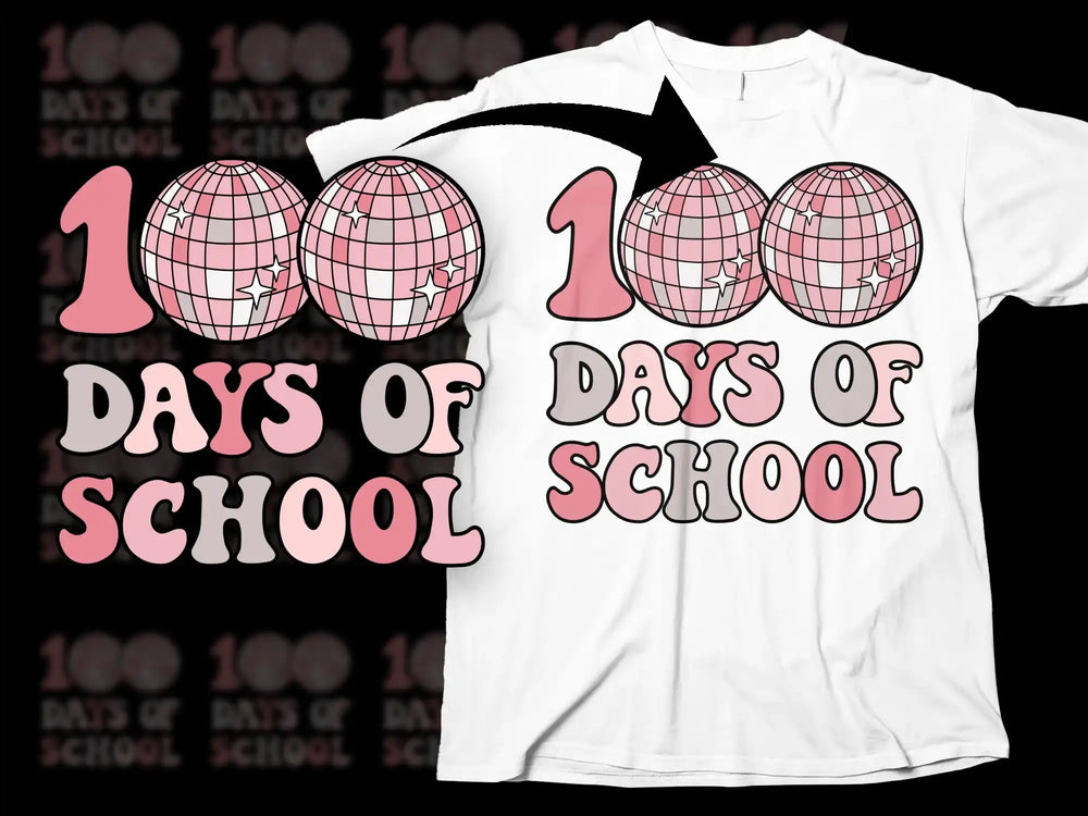 100 Days of School T-Shirt, Pink Globe Design, Teacher Student Celebration Tee