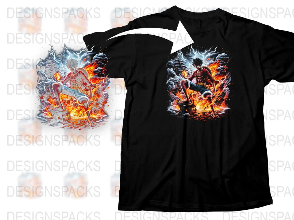 Men's Graphic Tee, Fire Dragon and Warrior Print, Black T-Shirt, Unique Fantasy Art Clothing, Gift for Gamers